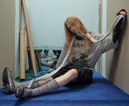 Stripe Fake Layered Graphic Long Sleeve T-Shirt WN25494