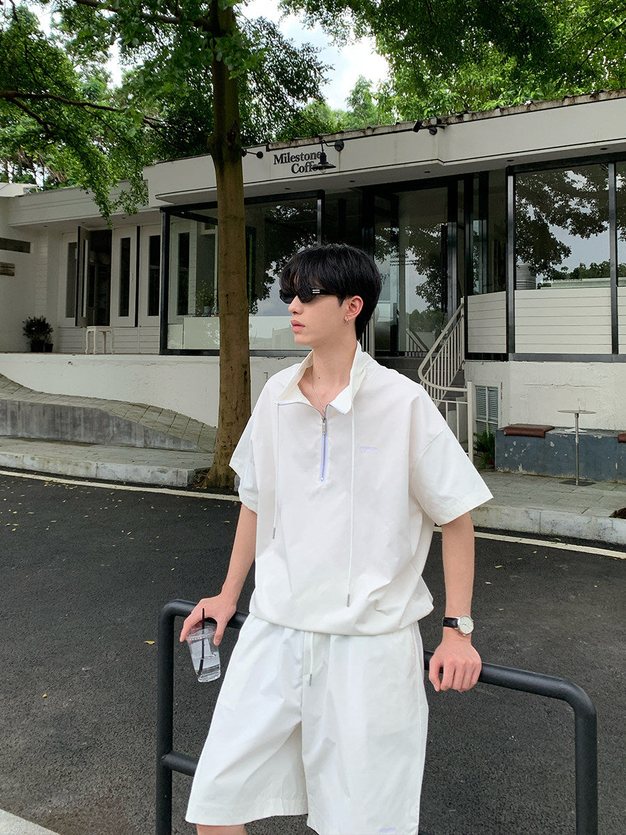 Half-Zip Short Sleeve Shirt & Half Pants Setup WN25023