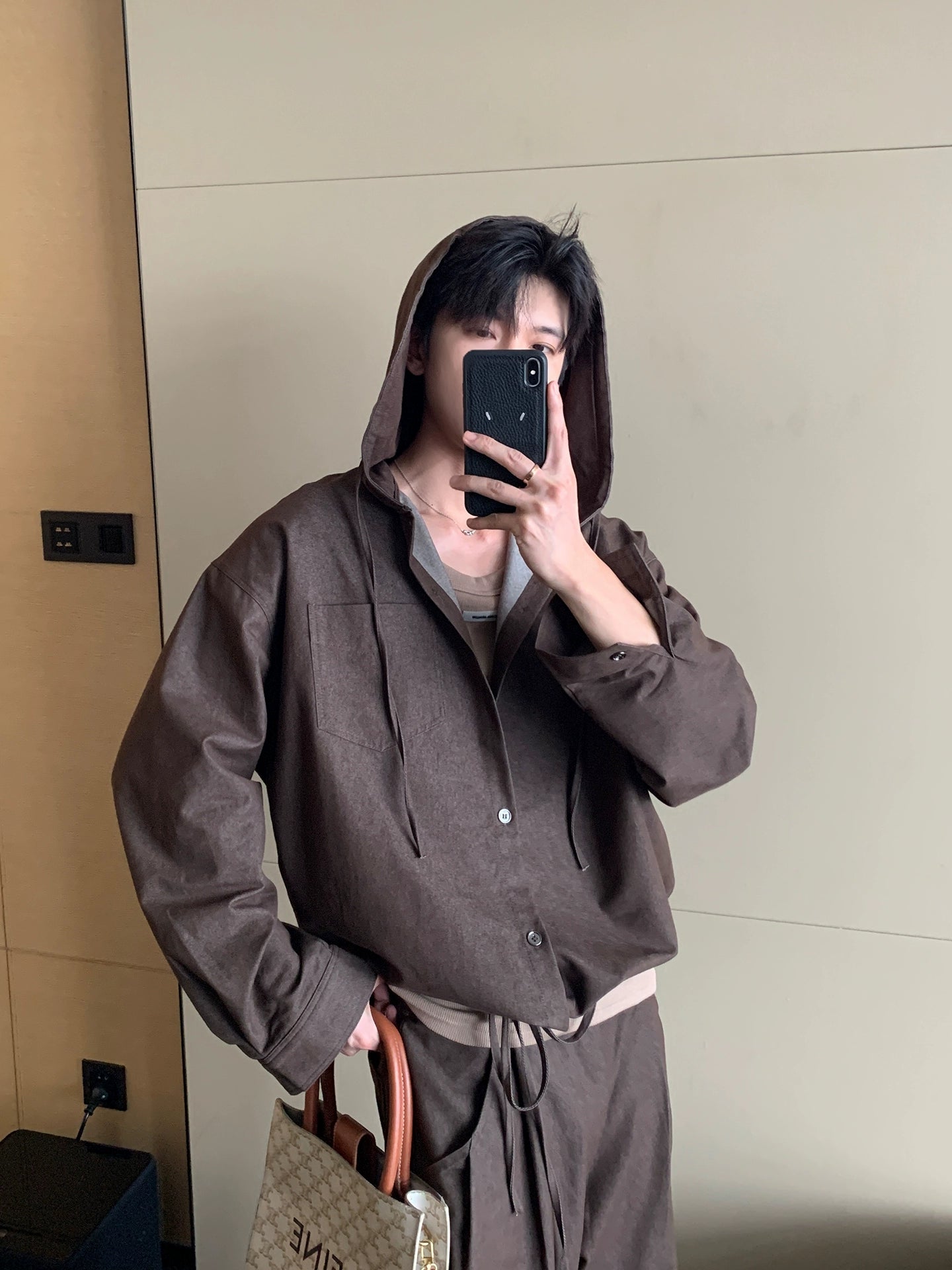 Hooded Long Sleeve Shirt & Wide Leg Pants Setup WN20480