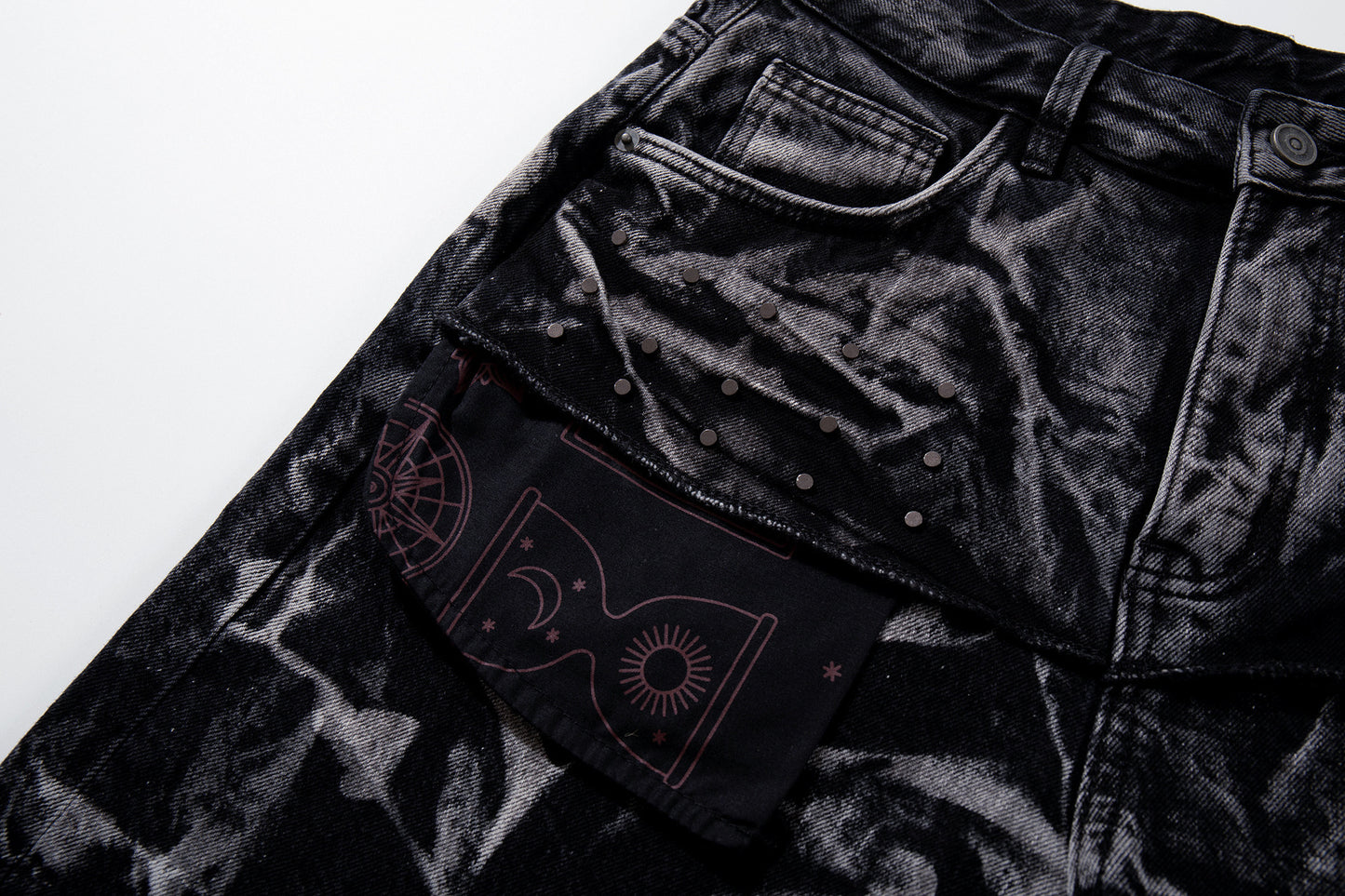 Multi-Print Wide Leg Denim Jeans WN23093