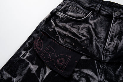 Multi-Print Wide Leg Denim Jeans WN23093