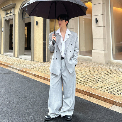 Double Tailored Jacket & Pleats Wide Leg Trousers Setup WN25019