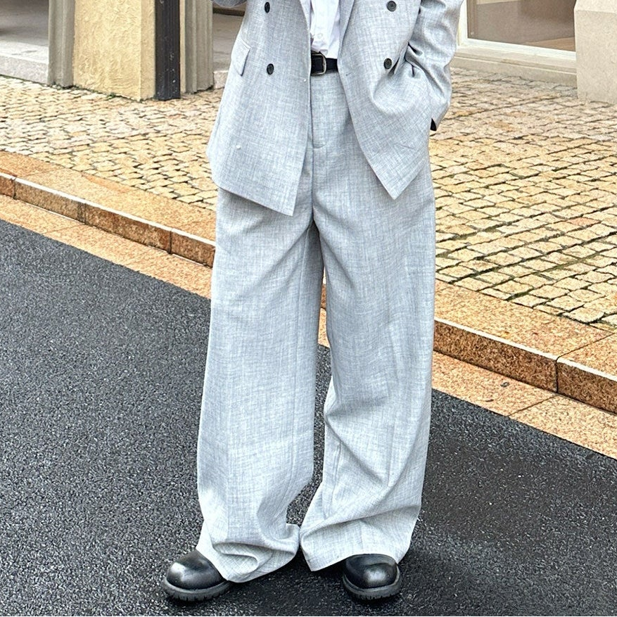Double Tailored Jacket & Pleats Wide Leg Trousers Setup WN25019