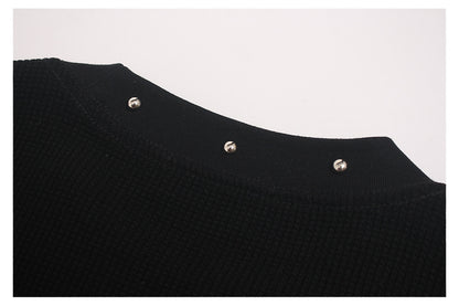 Studded Dark Portrait Graphic Waffle Oversize Short Sleeve T-Shirt WN26549