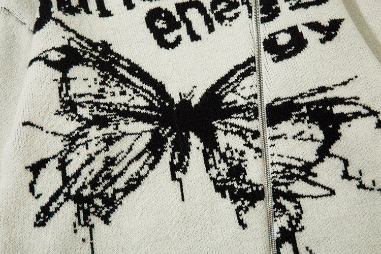 Jacquard Zipper Detail Knit Sweater WN11451