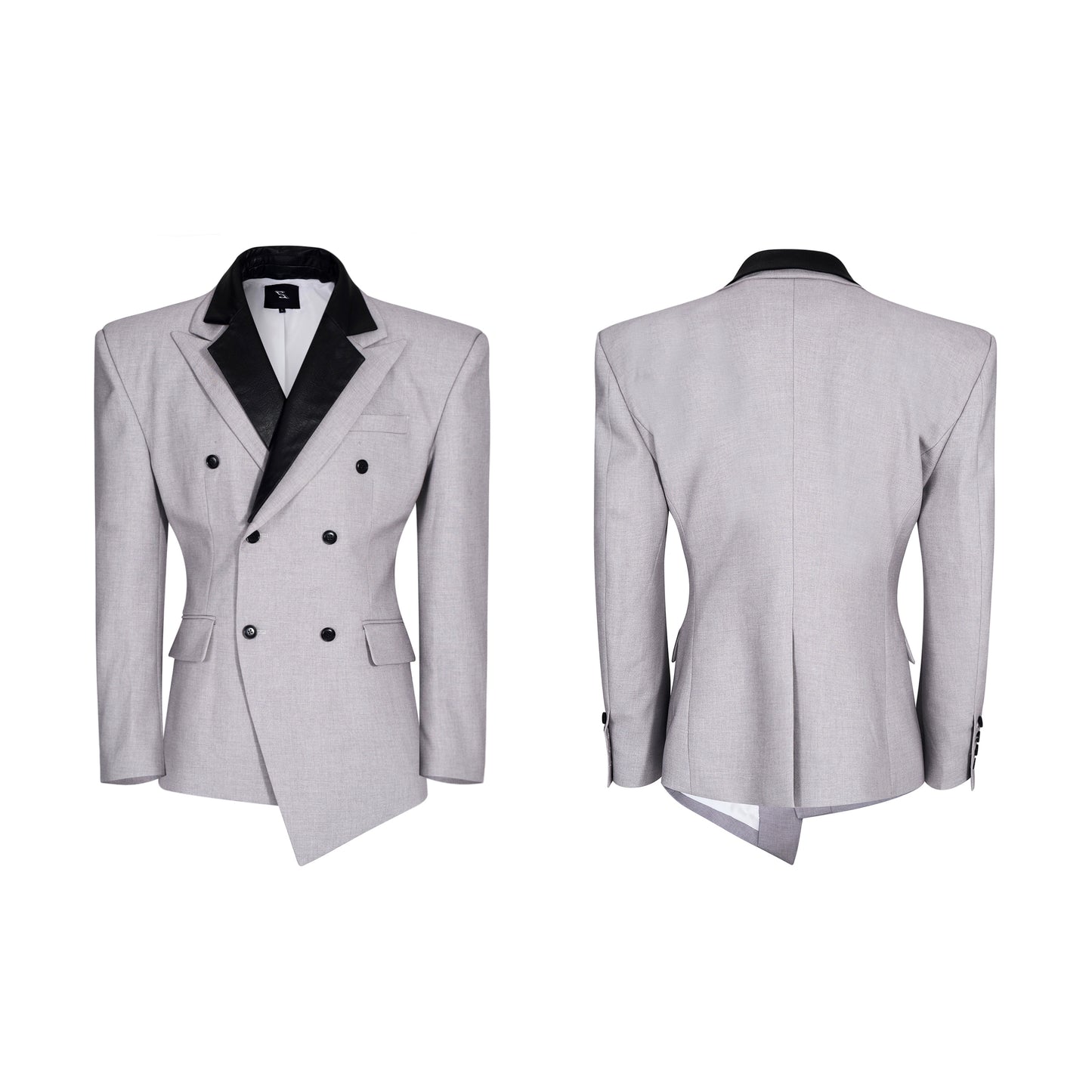 Detachable PU Leather Collar Wool Tailored Jacket & Straight Leg Pants Setup WN21772