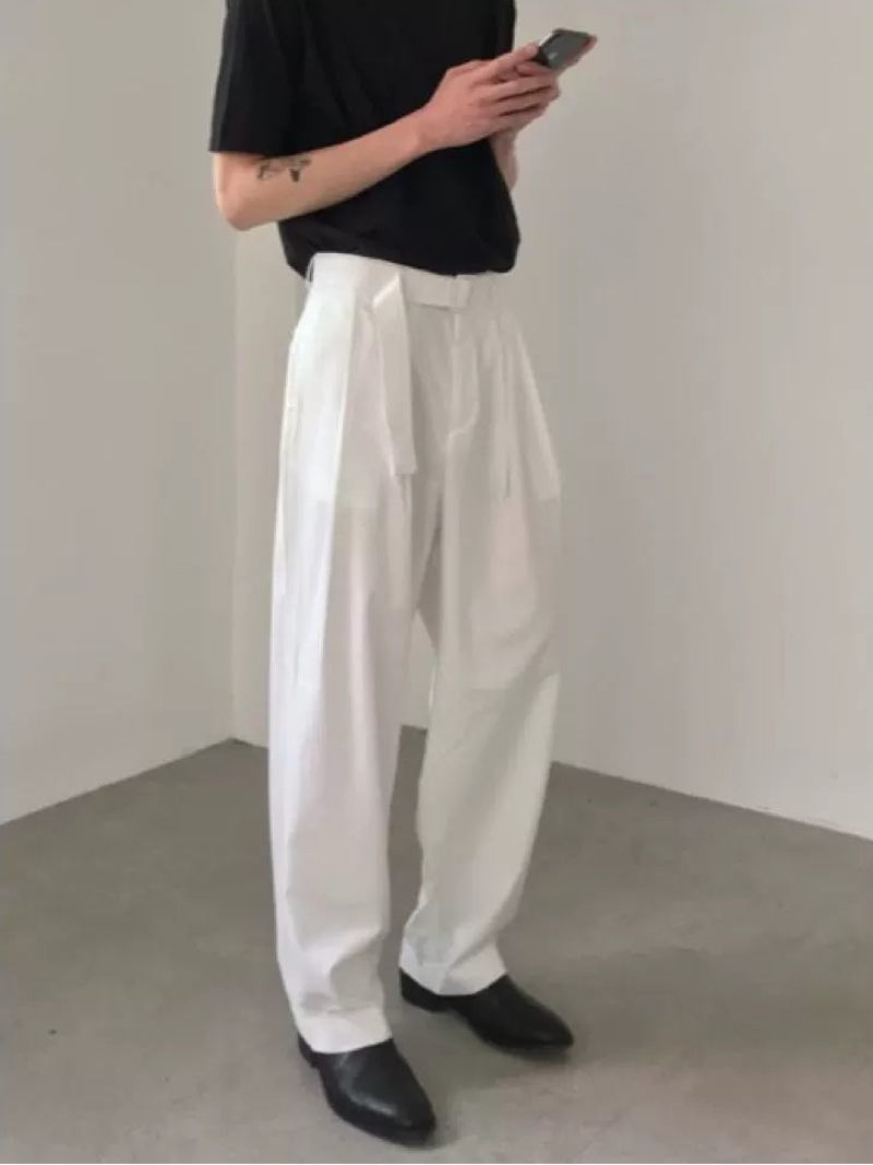 Belted Opaque Straight Leg Pants WN21543