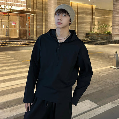 Button Placket Lightweight Hoodie WN25353