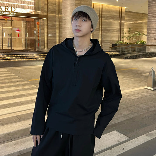 Button Placket Lightweight Hoodie WN25353