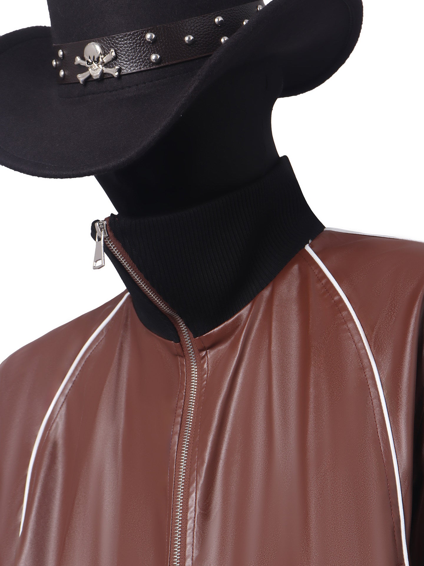 Contrast Line PU Leather Short Jacket WN23676