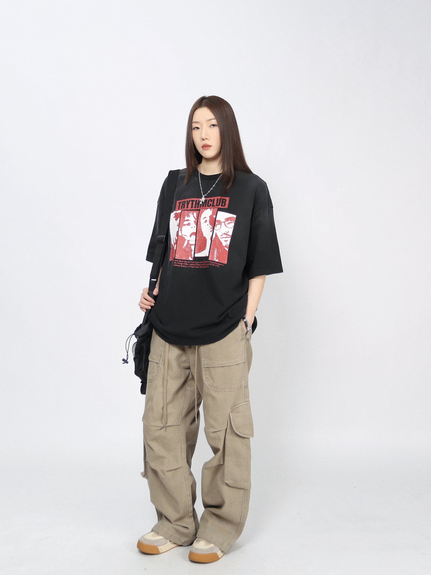 Washed Graphic Print Oversize Short Sleeve T-Shirt WN24434