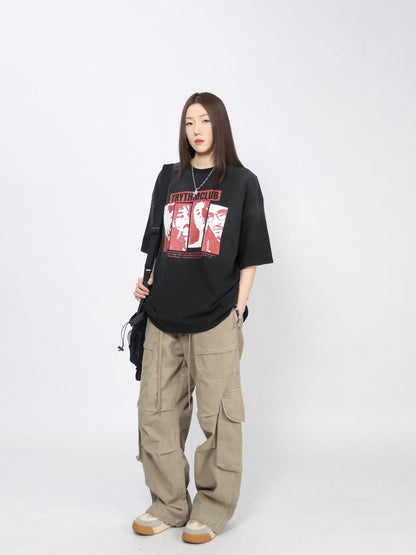 Washed Graphic Print Oversize Short Sleeve T-Shirt WN24434