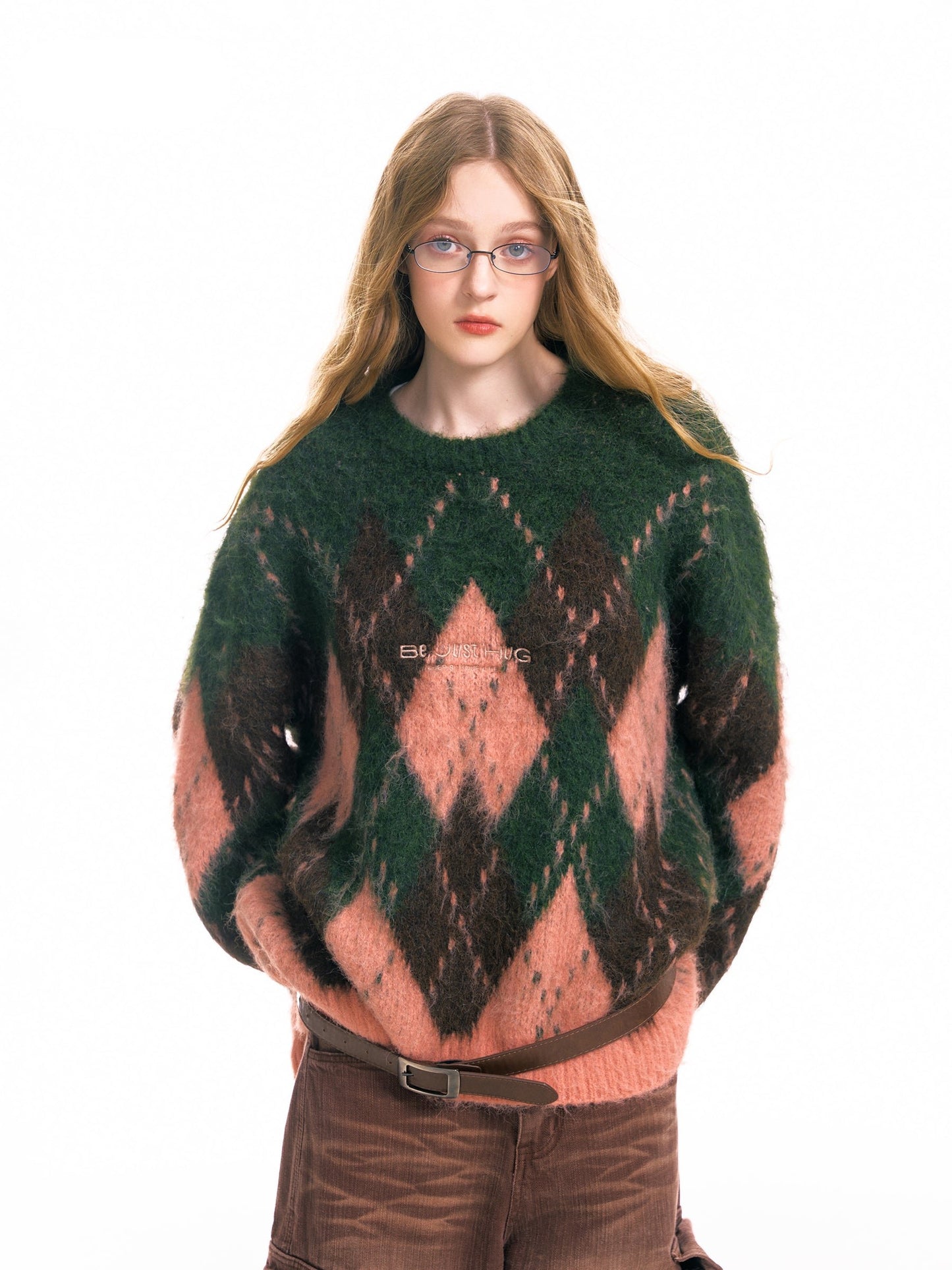 Oversize Christmas Design Round Neck Knit Sweater WN9847