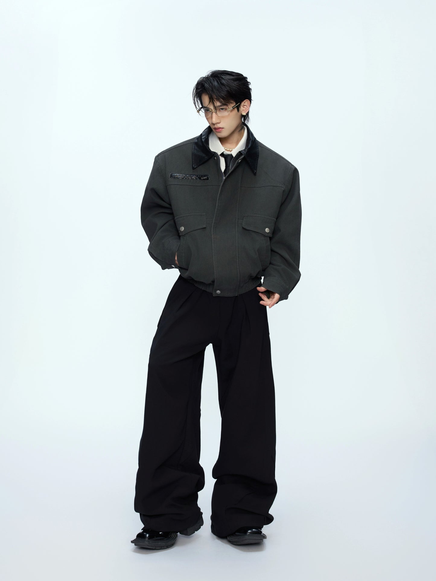 Contrast-Collar Pocket Cargo Jacket WN21221