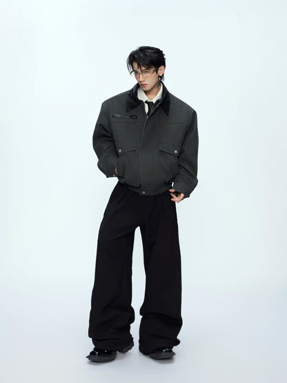 Contrast-Collar Pocket Cargo Jacket WN21221