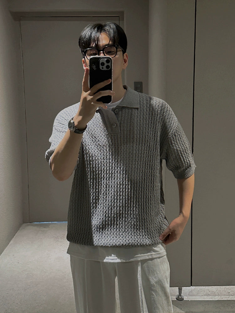 Breathable Collar Oversize Short Sleeve Polo Shirt WN20303