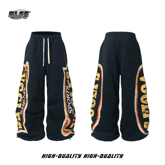 Cracked Letter Print Sweat Pants WN26418