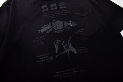 Graphic Print Pocket Design Short Sleeve T-Shirt WN25383