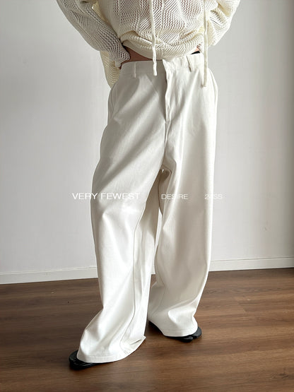 Half Elastic Waist Design Wide-Leg Straight Trousers WN8918