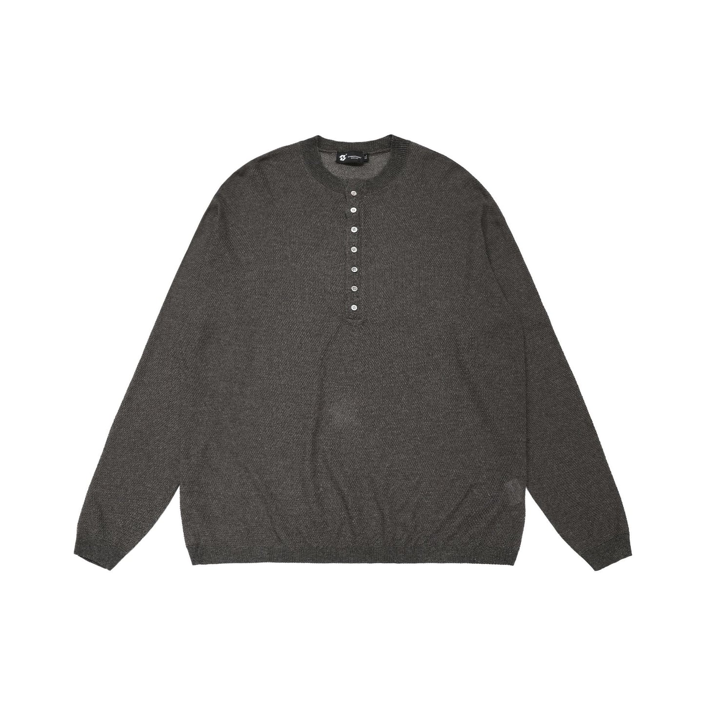 Openwork Linen Henley Neck Knit Sweater WN25712