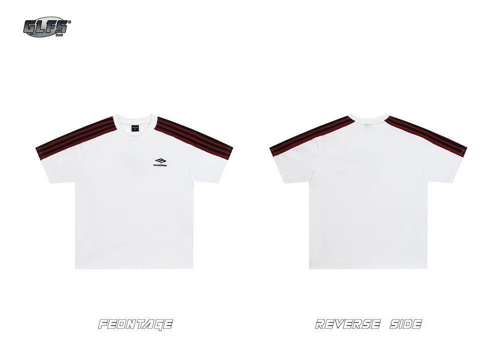 Sporty Tape Embroidery Short Sleeve T-Shirt WN26501