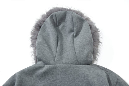 Fake Fur Collar Leopard Print Padded Jacket WN23076