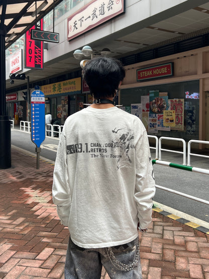 Damage Number Print Washed Long Sleeve T-Shirt WN24090