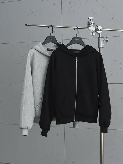 Wrinkle-Resistant Air Layer Ribbed Zipper Hoodie WN17692