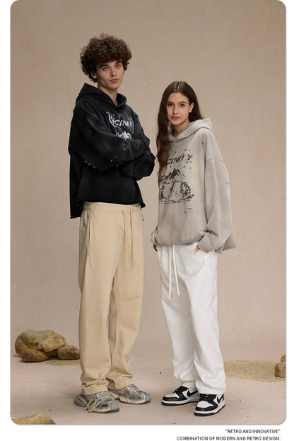 Spray Print Damage Cut0off Pullover Hoodie WN9991