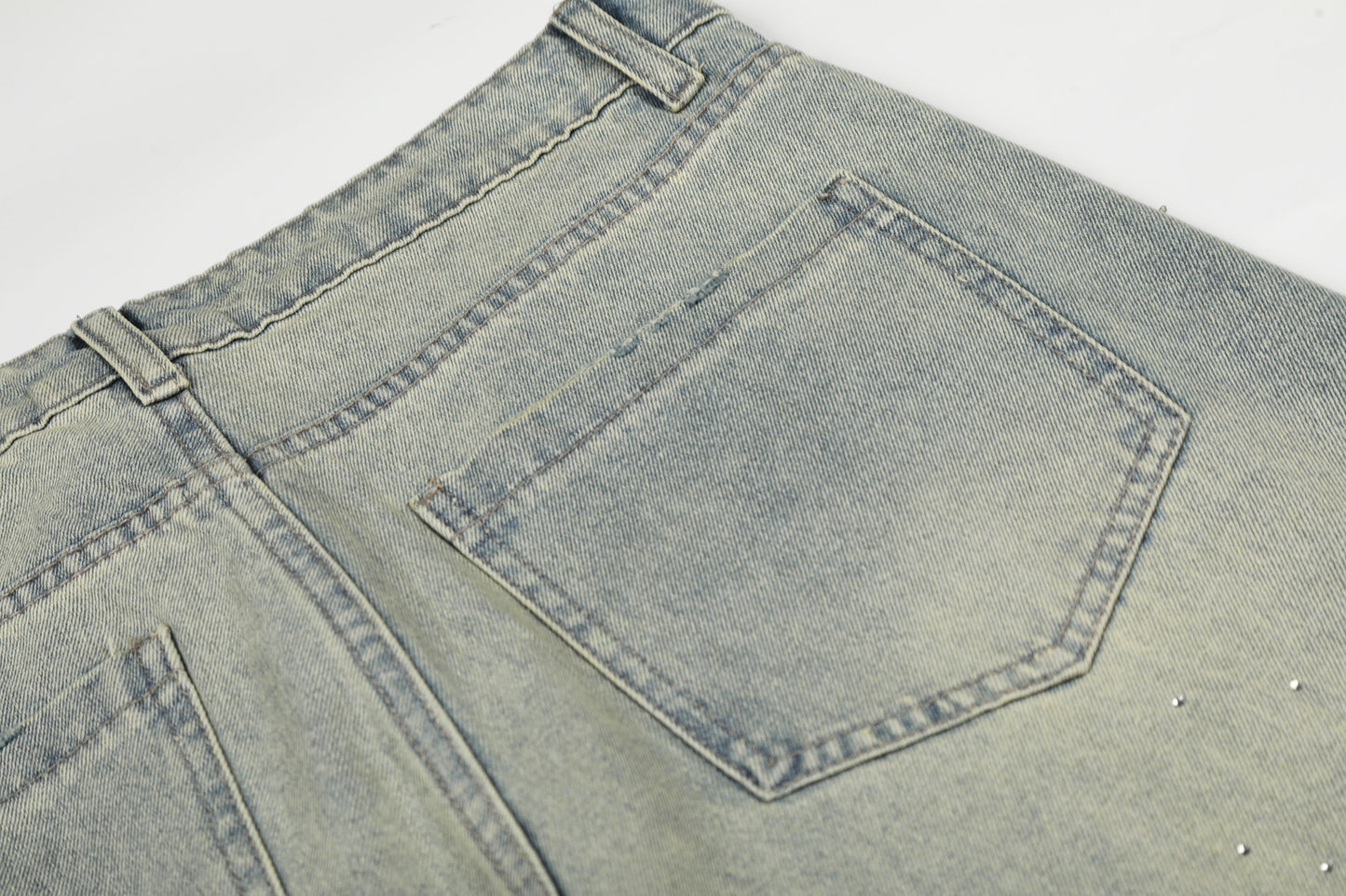 Washed Paint Pocket Wide Leg Denim Jeans WN25792