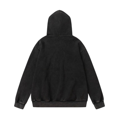 Washed Letter Print Hoodie WN25506