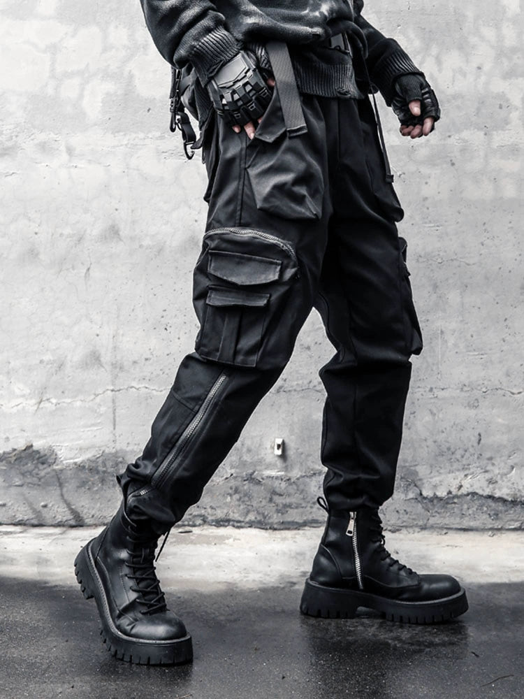 Tactical Multi-Pocket Zipper Wide Leg Cargo Pants WN22428