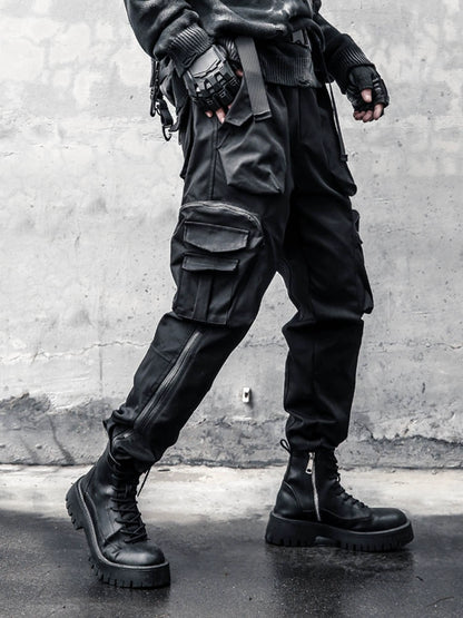 Tactical Multi-Pocket Zipper Wide Leg Cargo Pants WN22428
