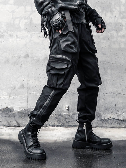 Tactical Multi-Pocket Zipper Wide Leg Cargo Pants WN22428