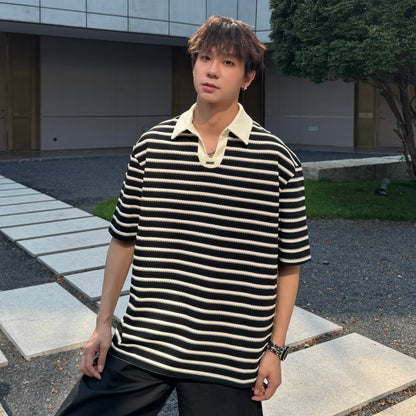 Oversize Border Knit Polo Shirt WN25291