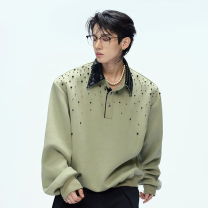 Pearl Sequin Long Sleeve Polo Shirt WN21217