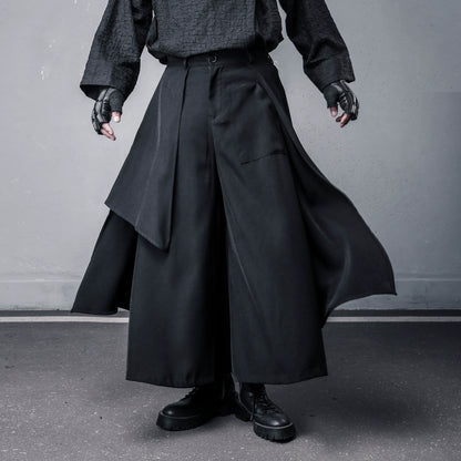 Deconstructed Multi Layer Mix Patch Wide Leg Trousers WN22364