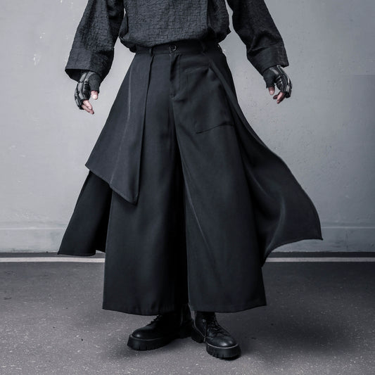 Deconstructed Multi Layer Mix Patch Wide Leg Trousers WN22364