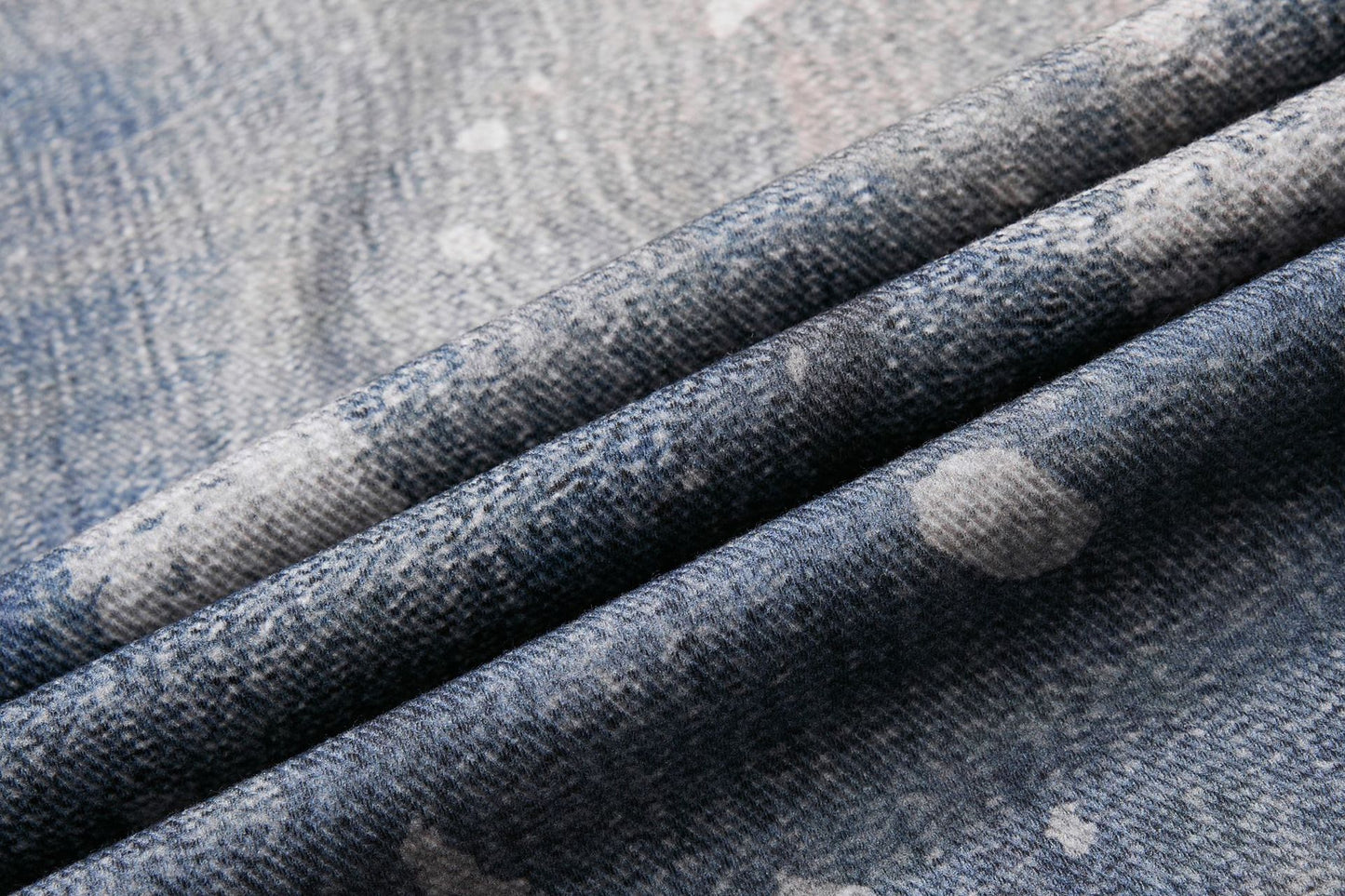 Star Print Fake Layered Curved Wide Leg Denim Jeans WN25728