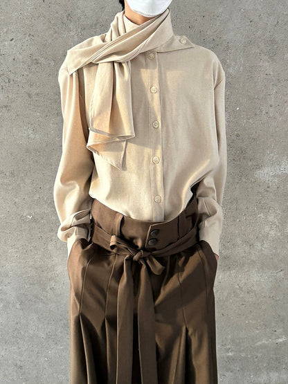 Chinese Style Standing-Collar Long Sleeve Shirt WN19959