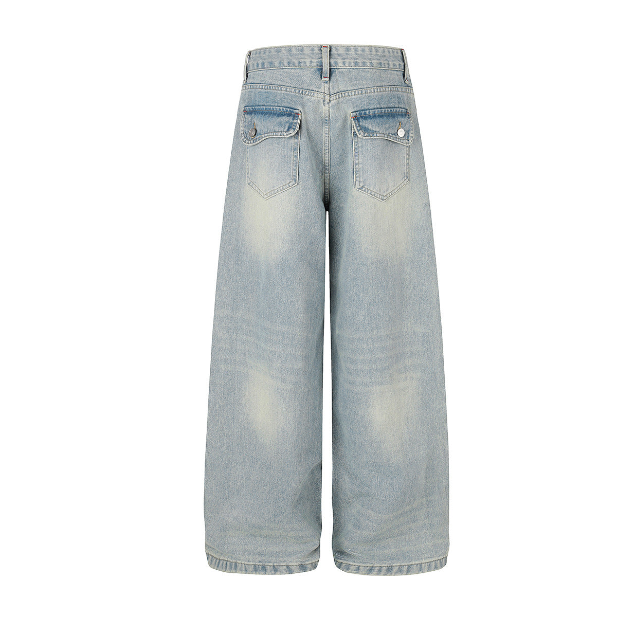 Washed Paint Studs Detail Wide Leg Denim Jeans WN25418