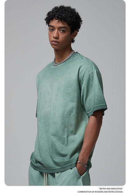 Vintage Dyed Oversize Short-sleeve T-shirt & Vintage Dyed Short Sweatpants Setup WN6642