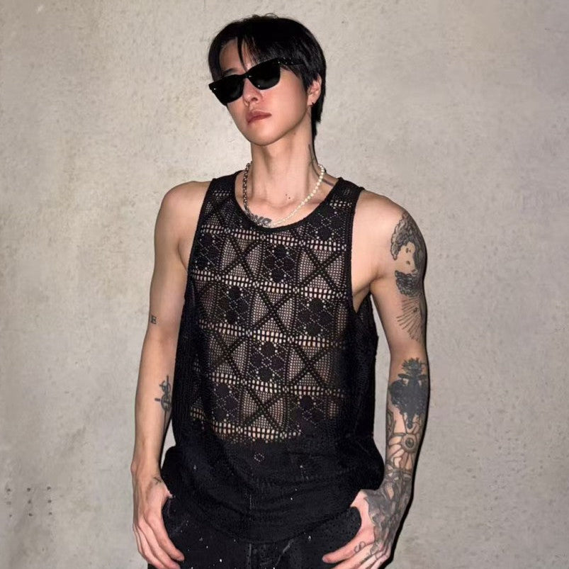 Mesh Diamond Pattern Tank Top WN28072