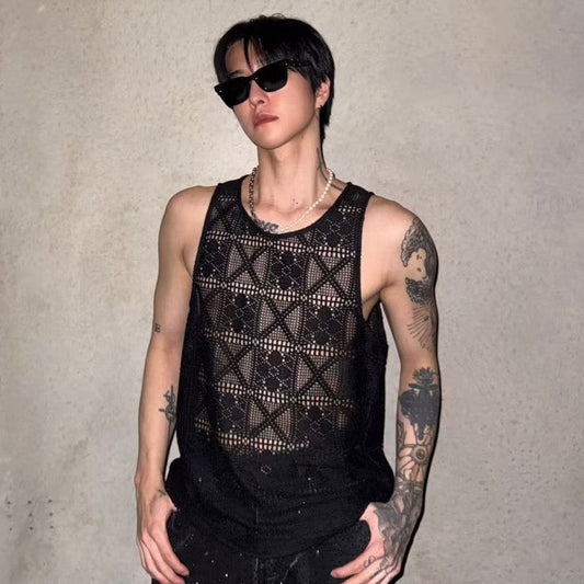 Mesh Diamond Pattern Tank Top WN28072