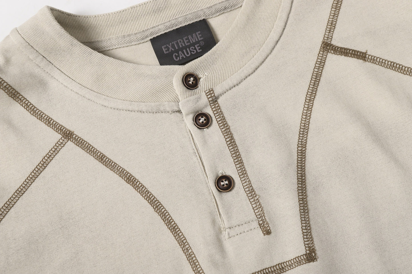 Semi-Open Collar Washed Short Sleeve T-Shirt WN25641