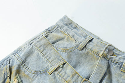 Double Waist Ripped Frayed Wide Leg Half Pants WN27873