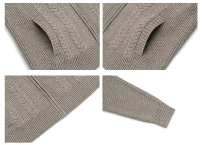 Heavyweight Cable-Knit High-Neck Zip-Up Oversize Knit Cardigan WN26314