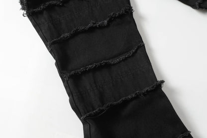 Raw Hem Wash Flare Denim Jeans WN16193