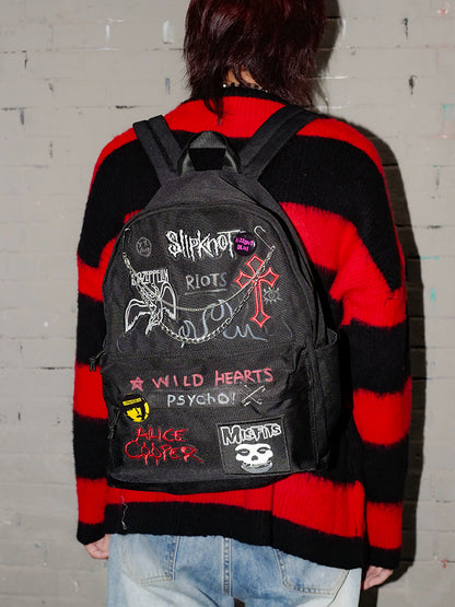 Hand-drawn Graffiti Embroidery Detail Backpack WN16020