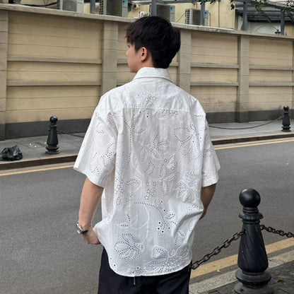 Cutwork Embroidery Short Sleeve Shirt WN25293
